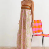 Smocked Floral Strapless Maxi Dress
