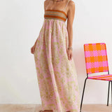 Smocked Floral Strapless Maxi Dress