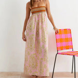 Smocked Floral Strapless Maxi Dress