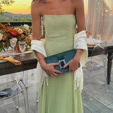 Strapless Pleated Maxi Dress