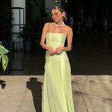 Strapless Pleated Maxi Dress