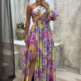 One Shoulder Floral Maxi Dress