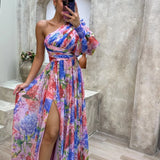 One Shoulder Floral Maxi Dress