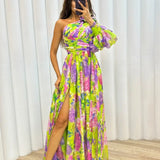 One Shoulder Floral Maxi Dress