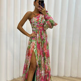 One Shoulder Floral Maxi Dress