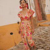 Floral Flutter Sleeve Maxi Dress