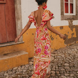 Floral Flutter Sleeve Maxi Dress