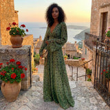Printed Long Sleeve Maxi Dress