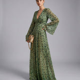 Printed Long Sleeve Maxi Dress