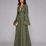 Printed Long Sleeve Maxi Dress