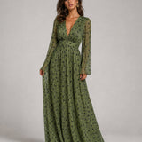 Printed Long Sleeve Maxi Dress