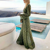 Printed Long Sleeve Maxi Dress