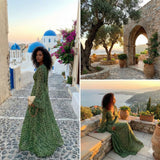Printed Long Sleeve Maxi Dress