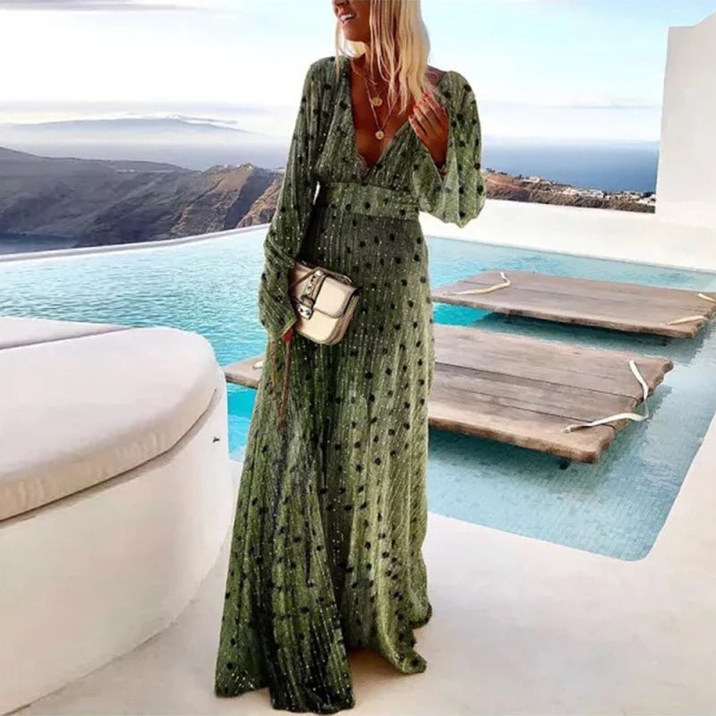 Printed Long Sleeve Maxi Dress