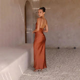 Cowl Neck Satin Maxi Dress