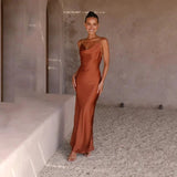 Cowl Neck Satin Maxi Dress