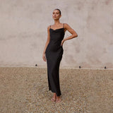 Cowl Neck Satin Maxi Dress