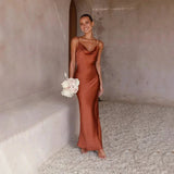 Cowl Neck Satin Maxi Dress