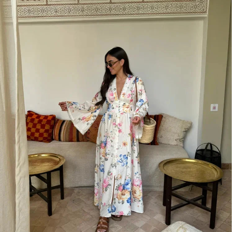 Floral Long Sleeve Maxi Kimono