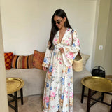 Floral Long Sleeve Maxi Kimono