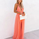 Cross Back Pleated Maxi Dress