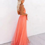 Cross Back Pleated Maxi Dress