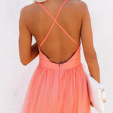 Cross Back Pleated Maxi Dress