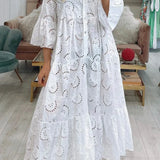 Embroidered V-Neck Maxi Dress