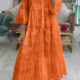Embroidered V-Neck Maxi Dress