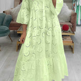 Embroidered V-Neck Maxi Dress