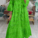Embroidered V-Neck Maxi Dress
