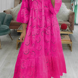 Embroidered V-Neck Maxi Dress