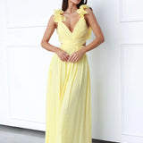 Ruffle Sleeve V-Neck Maxi Dress