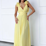 Ruffle Sleeve V-Neck Maxi Dress