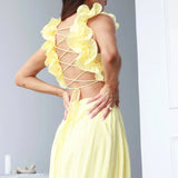 Ruffle Sleeve V-Neck Maxi Dress