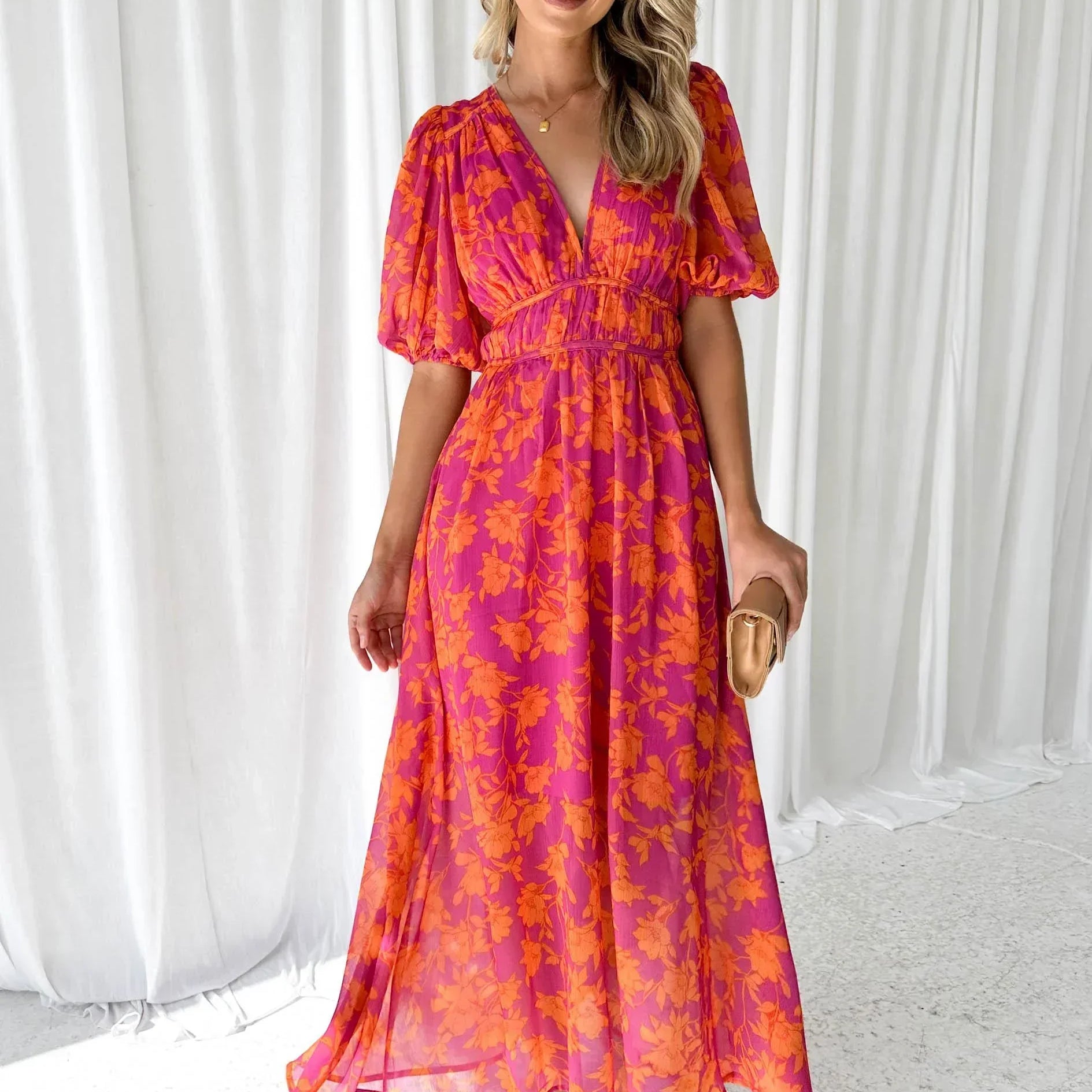 Floral V-Neck Maxi Dress