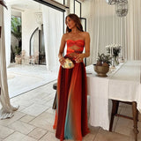 Strapless Colour Block Maxi Dress