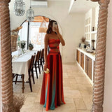 Strapless Colour Block Maxi Dress