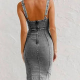 Denim Corset Midi Dress