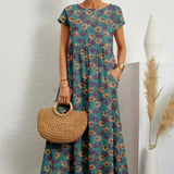 Printed Sleeveless Midi Dress