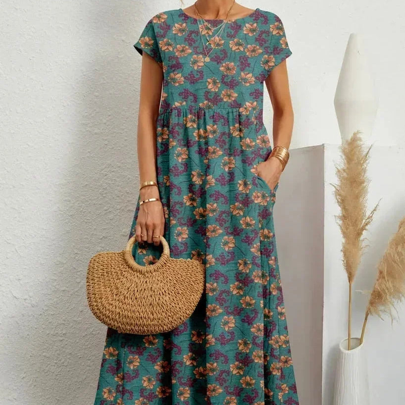 Printed Sleeveless Midi Dress
