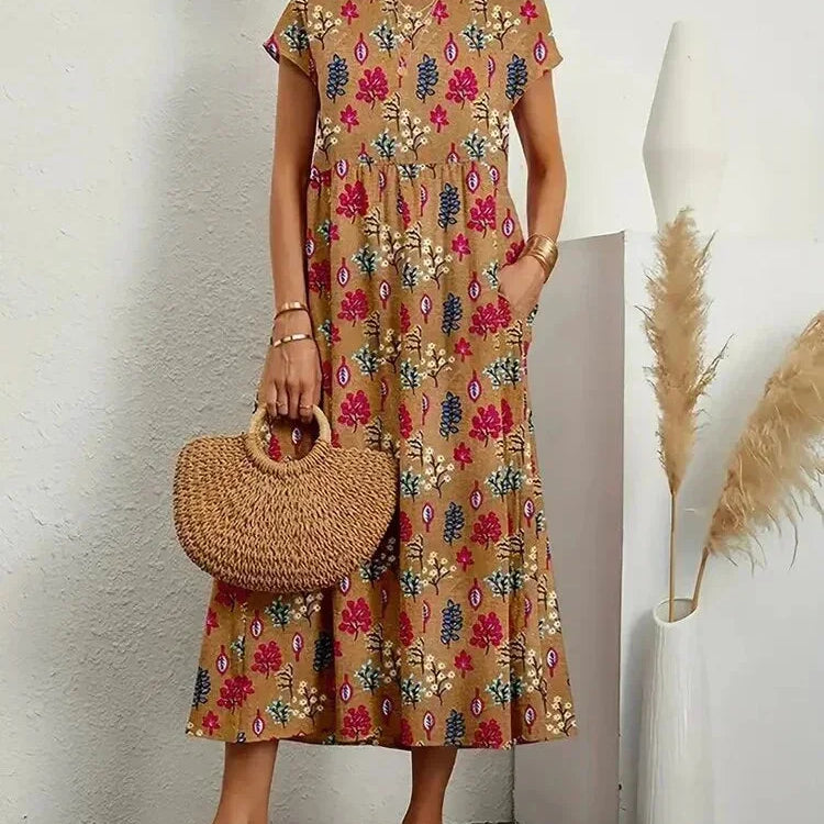 Printed Sleeveless Midi Dress