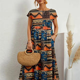 Printed Sleeveless Midi Dress