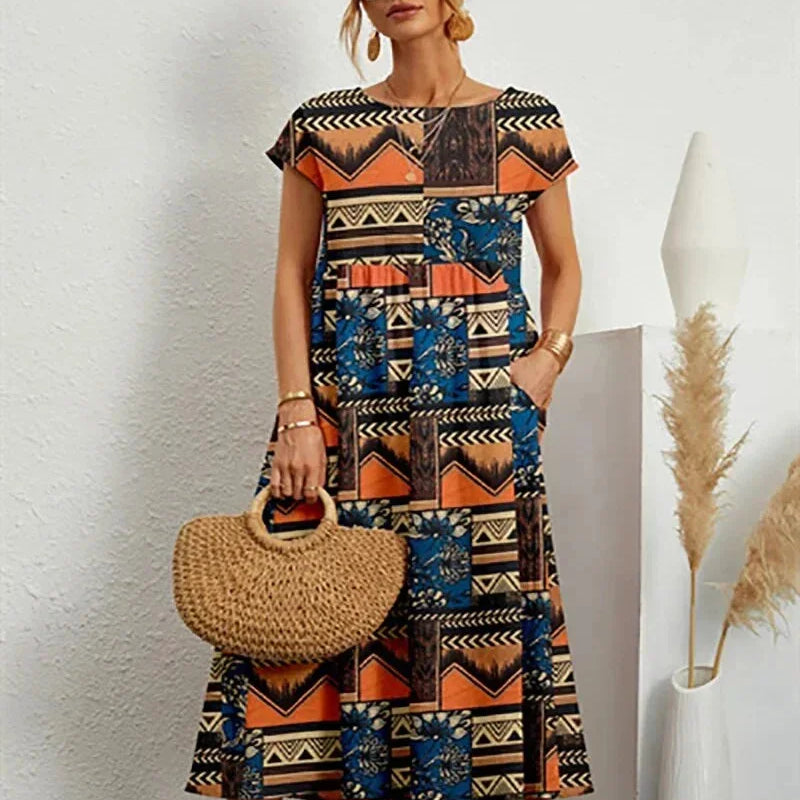 Printed Sleeveless Midi Dress