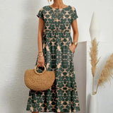 Printed Sleeveless Midi Dress