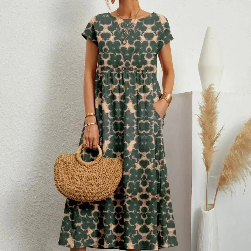 Printed Sleeveless Midi Dress