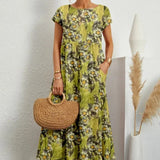 Printed Sleeveless Midi Dress