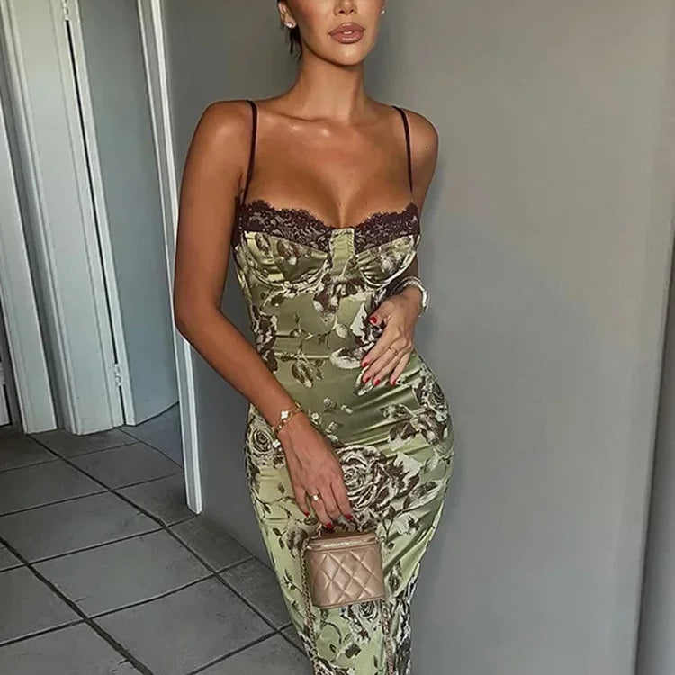 Floral Strapless Bodycon Midi Dress