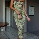 Floral Strapless Bodycon Midi Dress