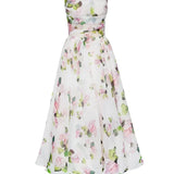 Strapless Floral Midi Dress